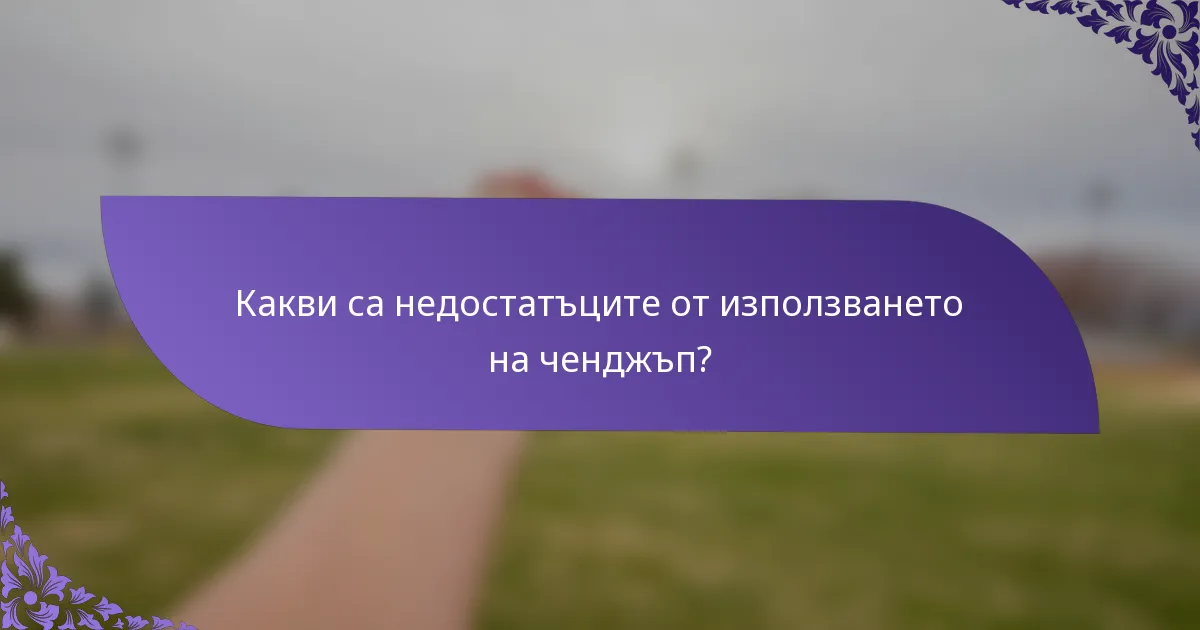 Какви са недостатъците от използването на ченджъп?