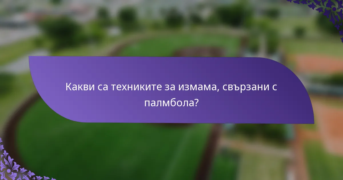 Какви са техниките за измама, свързани с палмбола?